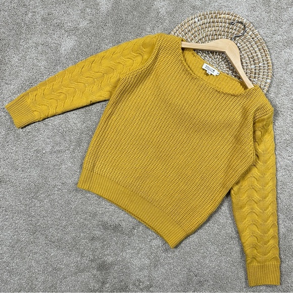 Molly Bracken Women’s Cable Knit Sweater Longsleeve Boat Neck Boho in Yellow XS - Picture 2 of 11